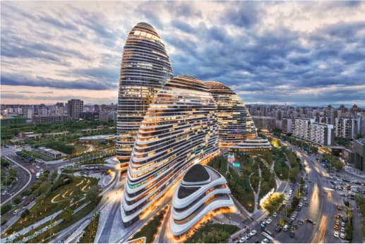 Вид на небоскреб Wangjing SOHO, Китай